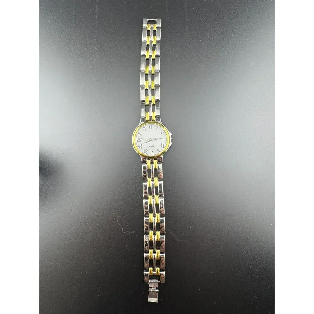 Vintage Two-Tone Quartz Watch Roman Numeral Dial Ladies